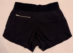 Athleta Women's 3" Mod Trekkie Shorts Black Sz 0 Zip Pocket Elastic Waist